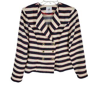 CAbi 5094 Cruise Striped Jacket Blazer Nautical 10 double breasted patriotic
